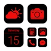 wow red black theme, icon pack android application logo